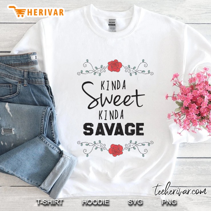 Funny Shirt For Teens, Kinda Sweet Kinda Savage Shirt Flower Mugs