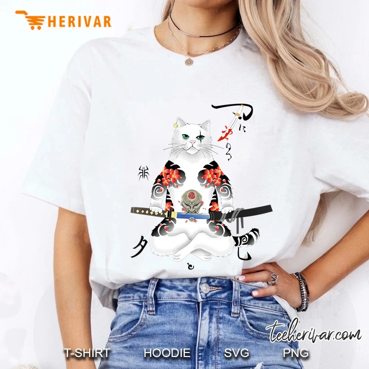 Japanese Samurai Cat Katana Ninja Yakuza Tattoo Ladies Tee