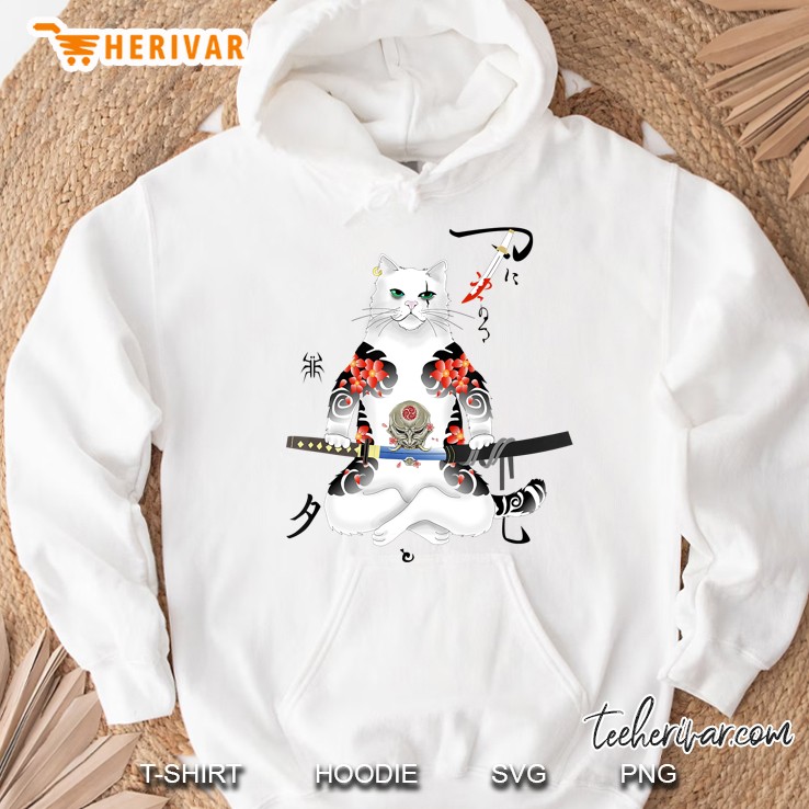 Japanese Samurai Cat Katana Ninja Yakuza Tattoo Hoodie