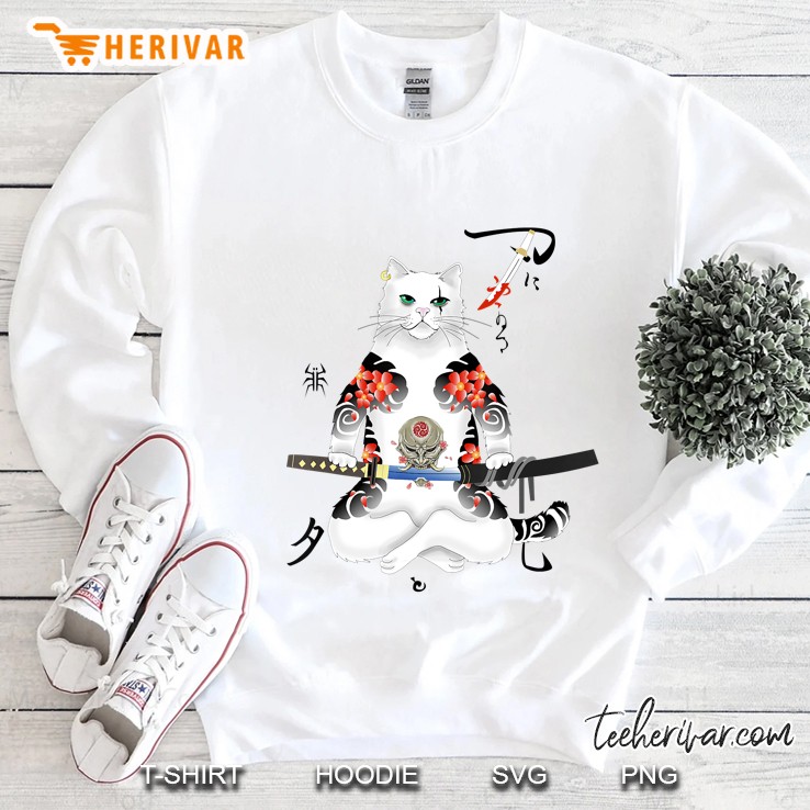 Japanese Samurai Cat Katana Ninja Yakuza Tattoo Sweatshirt