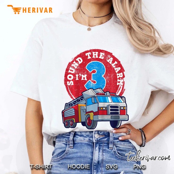 Kids 3Rd Birthday Three Years Old Firetruck Firefighter Gift Ladies Tee