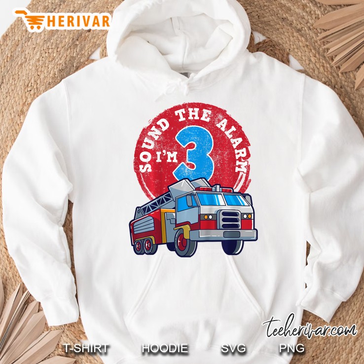 Kids 3Rd Birthday Three Years Old Firetruck Firefighter Gift Hoodie