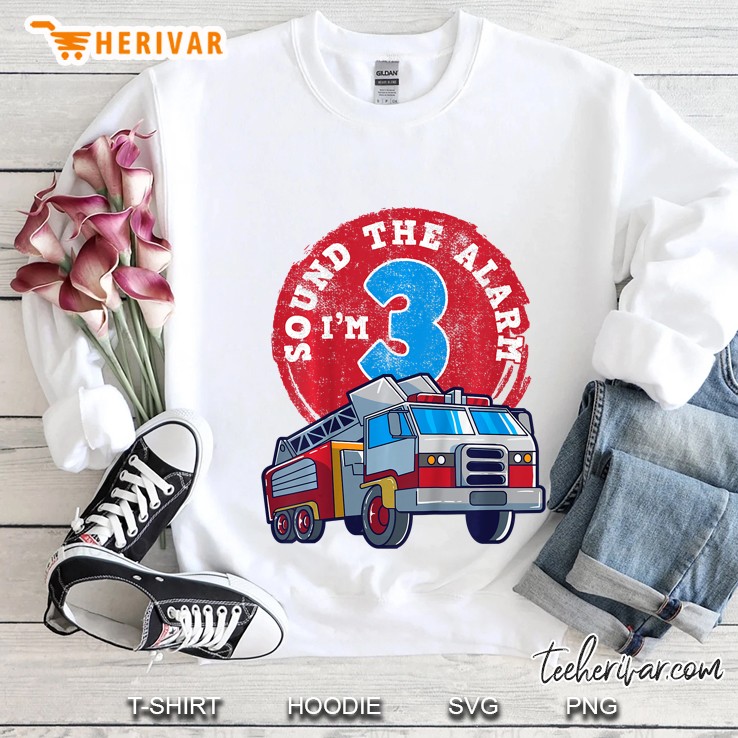 Kids 3Rd Birthday Three Years Old Firetruck Firefighter Gift Sweatshirt