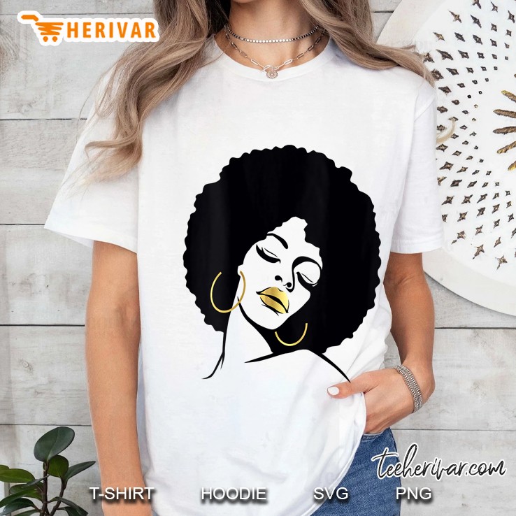 Womens Afro Diva Black Girl Magic Lips Natural Melanin V-Neck Hoodie