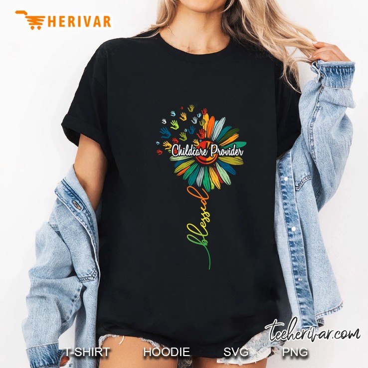 Childcare Provider Blessed Colorful Daisy Version Ladies Tee
