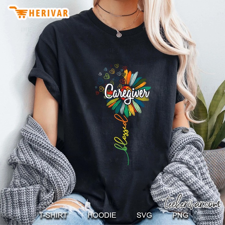 Caregiver Blessed Colorful Daisy Version Ladies Tee