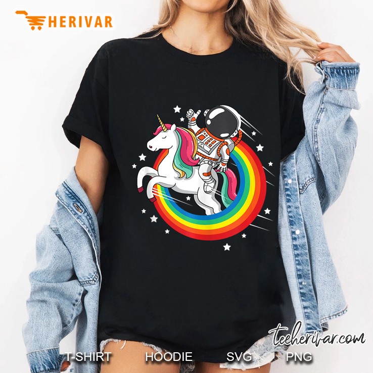 Astronaut Unicorn Space Galaxy Magical Rainbow Ladies Tee
