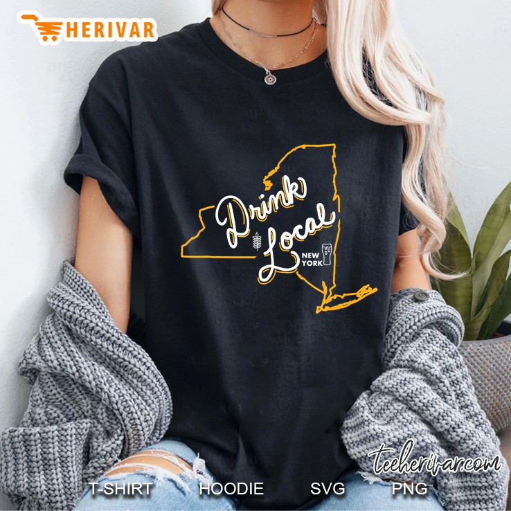 Drink Local New York State Outline Craft Beer Ladies Tee