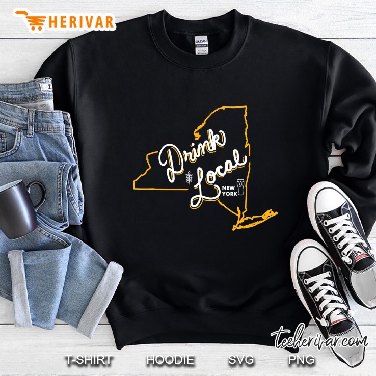 Drink Local New York State Outline Craft Beer Sweatshirt