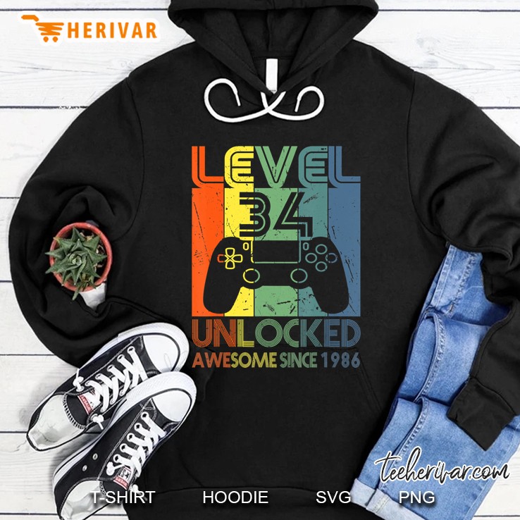 Level 34 Unlocked Awesome Since 1986 Hoodie