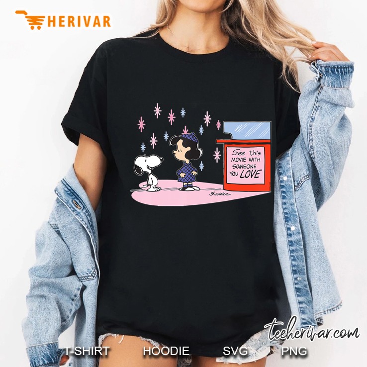Peanuts Snoopy And Lucy Go To A Movie Ladies Tee