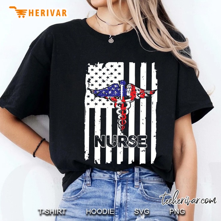Proud Nurse American Flag Ladies Tee