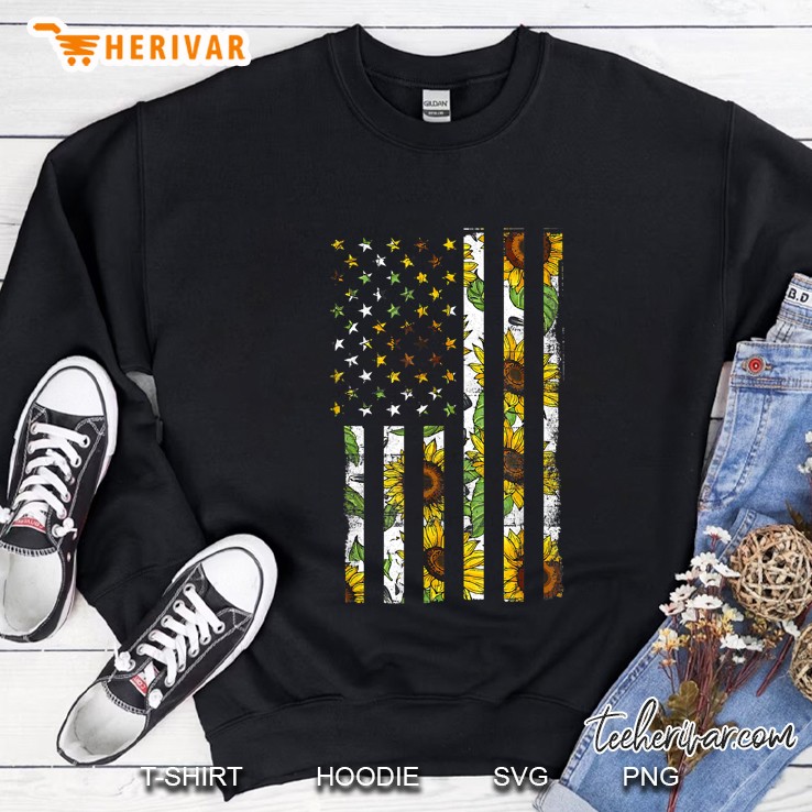Sunflower Hippie American Flag July 4Th Sweatshirt