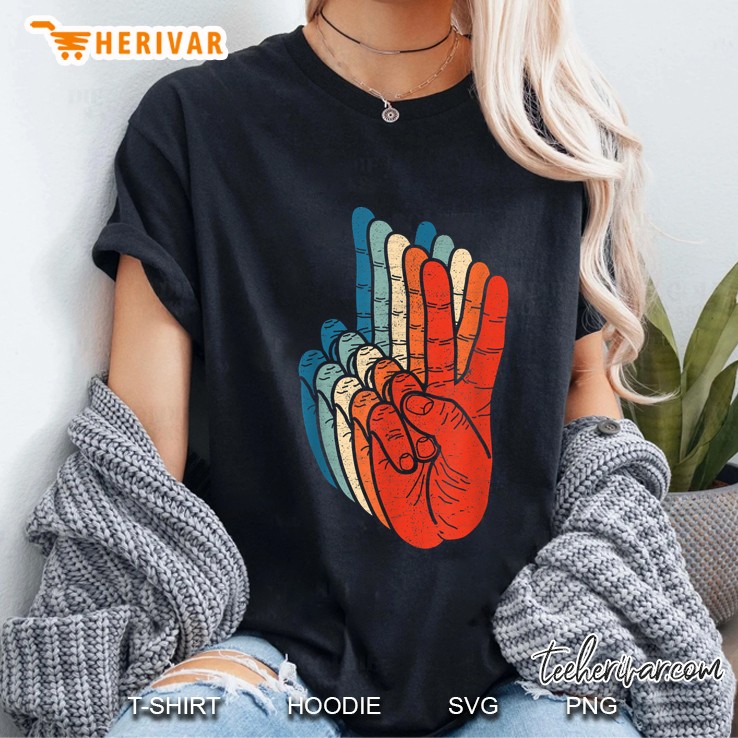 Peace Sign Hand Sign Language Asl Grunge Cool Handsign Ladies Tee
