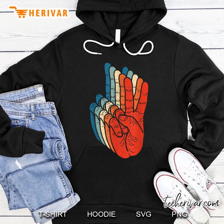 Peace Sign Hand Sign Language Asl Grunge Cool Handsign Hoodie