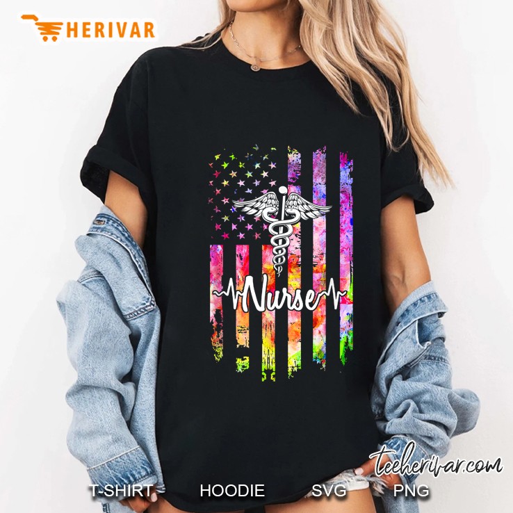 Proud Nurse American Flag Ladies Tee