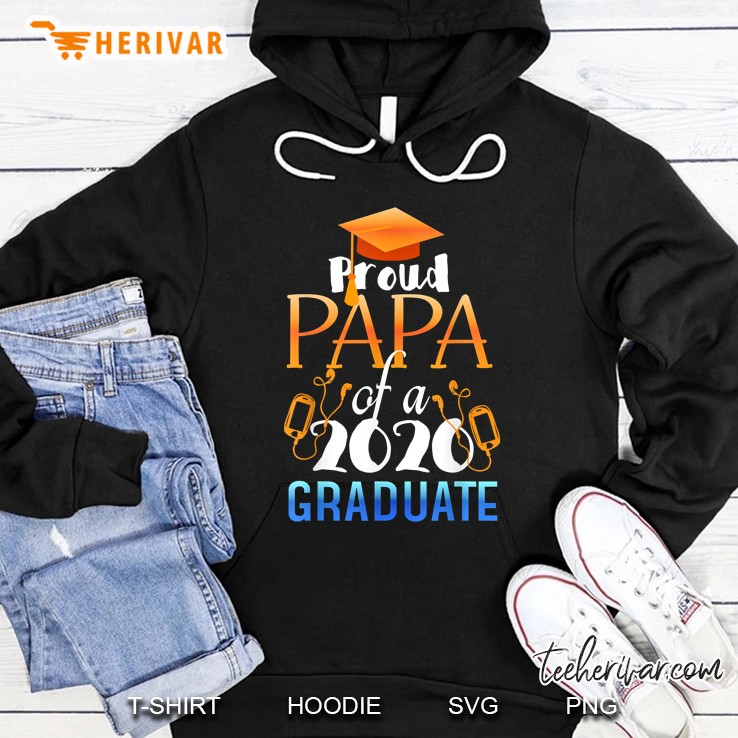 Mens Proud Papa Class Of 2020 Graduate Graduation Gifts Hoodie