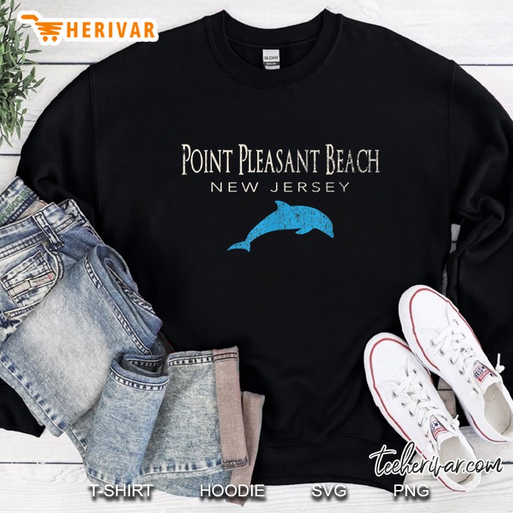 Vintage Point Pleasant Beach Nj Dolphin T Design Sweatshirt