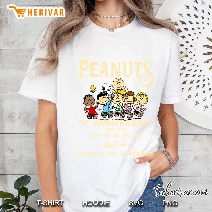 Peanuts 70th Anniversary 1950-2020 Charles M Schulz Thank You For The Memories Ladies Tee
