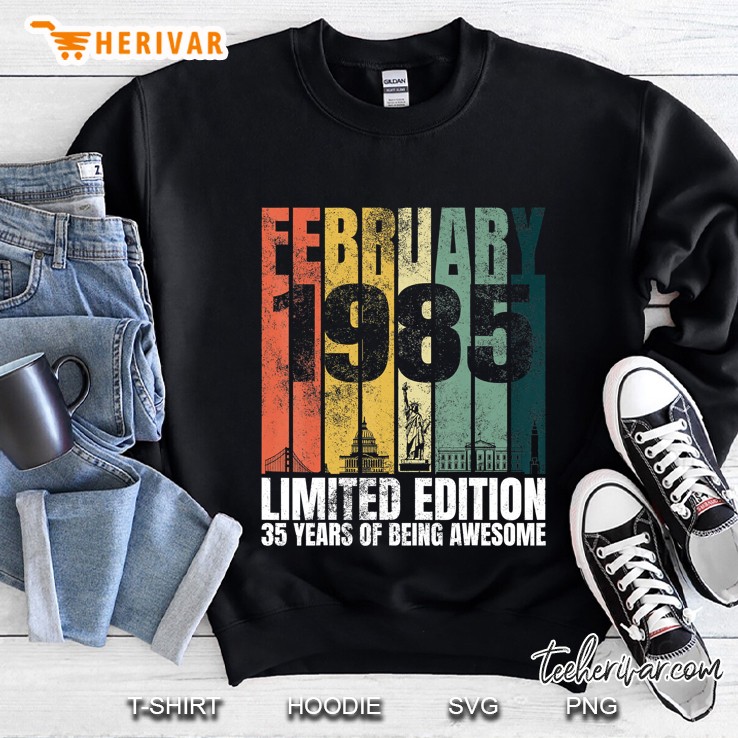 Vintage February 1985 Bday Gifts 35 Years Old 35Th Birthday Sweatshirt