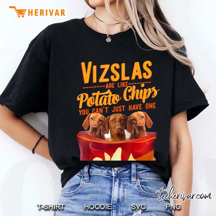 Vizsla And Potatoes Chips Funny Dog Mama Papa Ladies Tee