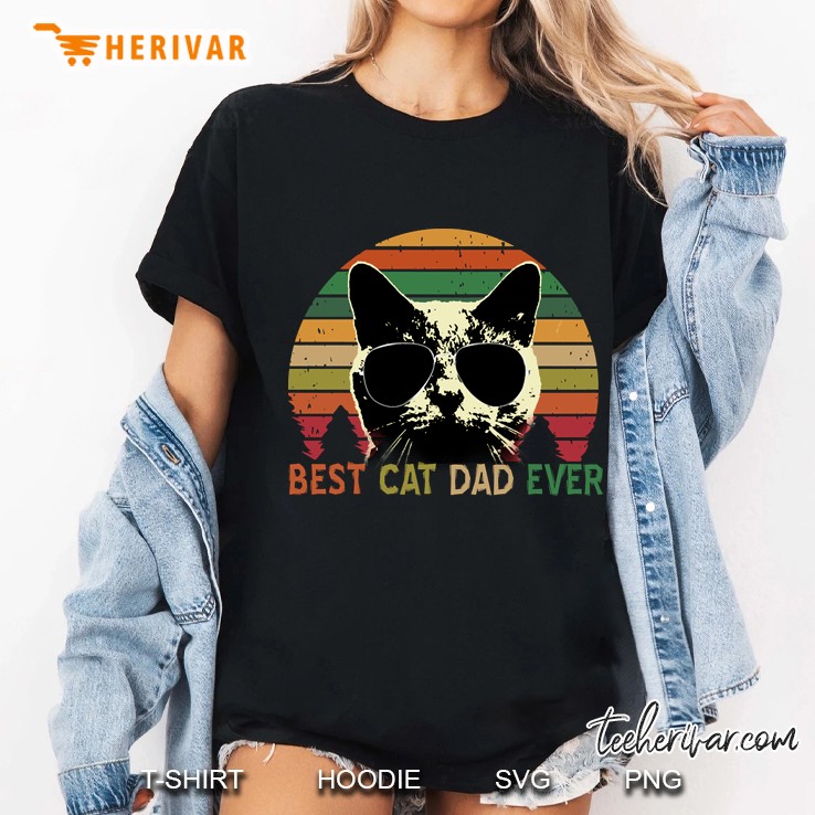 Best Cat Dad Ever Vintage Retro Cat Father Ladies Tee