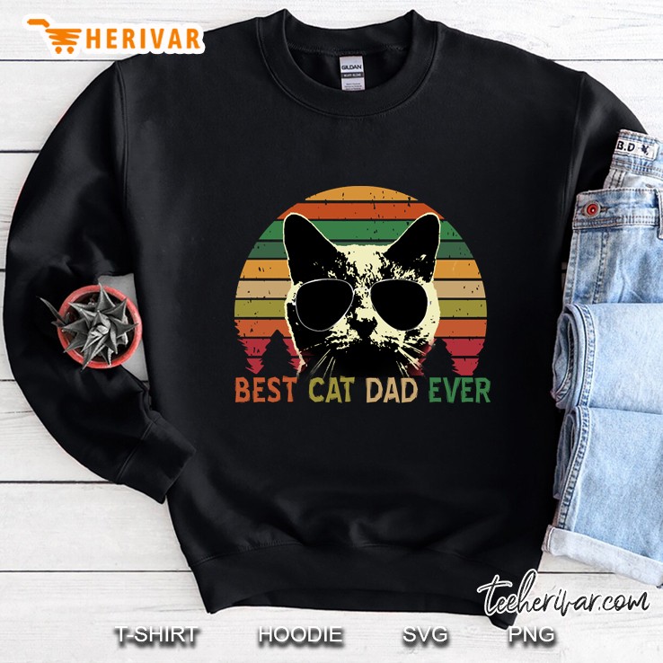 Best Cat Dad Ever Vintage Retro Cat Father Sweatshirt
