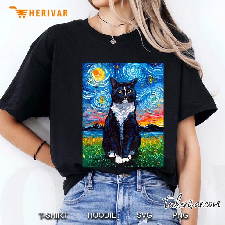 Tuxedo Cat Night Ladies Tee