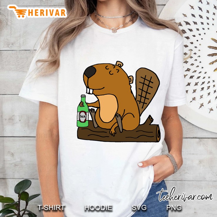 Cute Funny Beaver Drinking Beer Cartoon Hoodie