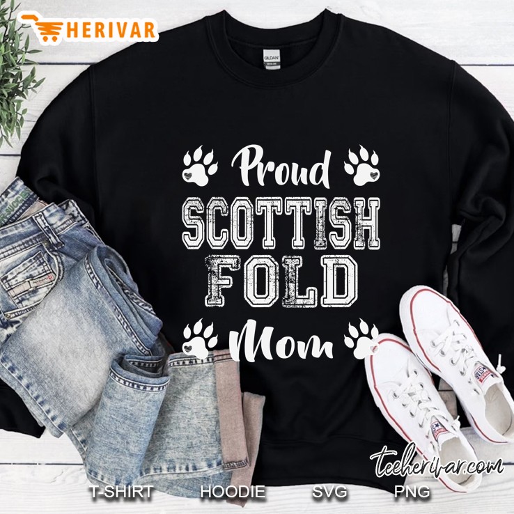 Proud Scottish Fold Cat Mom Paw Lovers Gifts Family Friends Sweatshirt