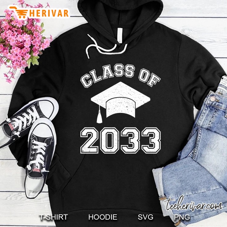 Vintage Class Of 2033 Kindergarten Grow With Me Girls Gift Hoodie