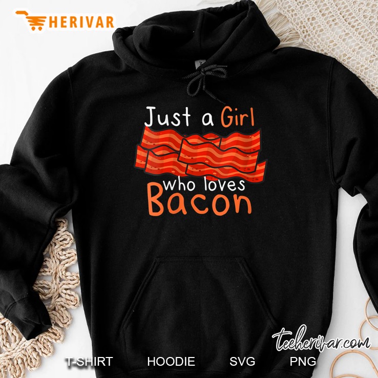 Womens Just A Girl Who Loves Bacon Funny Keto Ketogenic Diet Foodie V-Neck Mugs