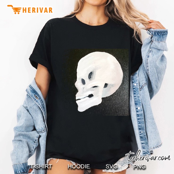 Painted Skull On Black Background Posters And Art Prints Ladies Tee