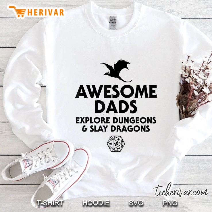 Mens Awesome Dads Explore Dungeons And Slay Dragons, Dragon Dad Sweatshirt
