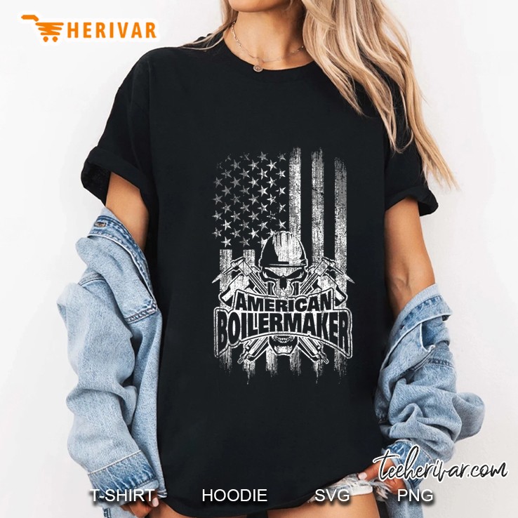 Boilermaker American Flag Skull And Tools Hoodie