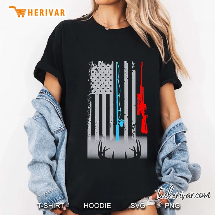 Fishing Rod Shotgun Deer Flag Ladies Tee