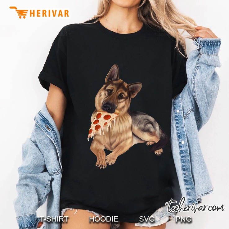 German Shepherd Eating Pizza Hoodie