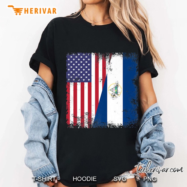 Half Nicaraguan Flag Ladies Tee