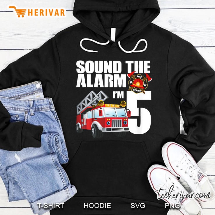 Kids 5 Year Old Firefighter Birthday Fire Truck Engine 5Th Hoodie