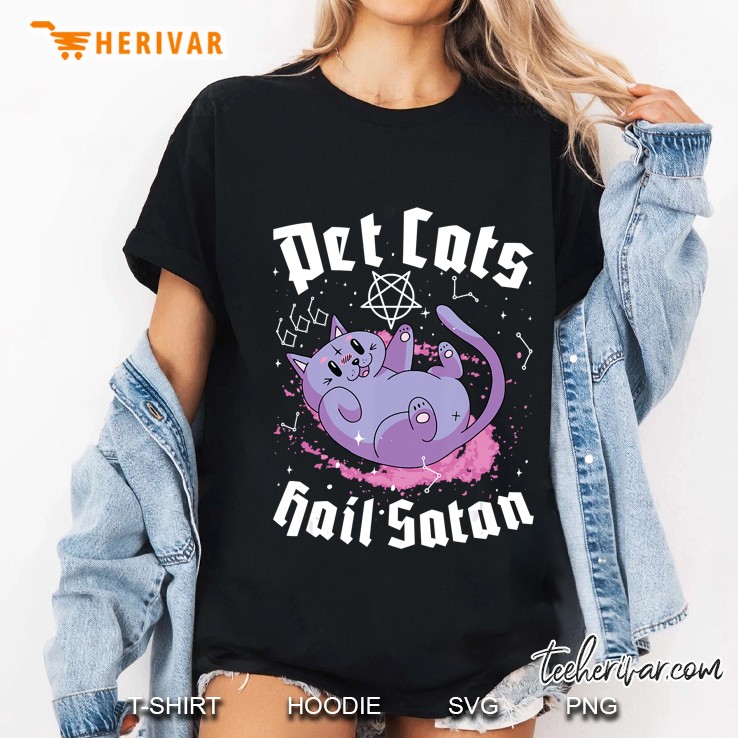 Pet Cats Hail Satan Kawaii Satanic Cat Astrology Witchcraft Ladies Tee