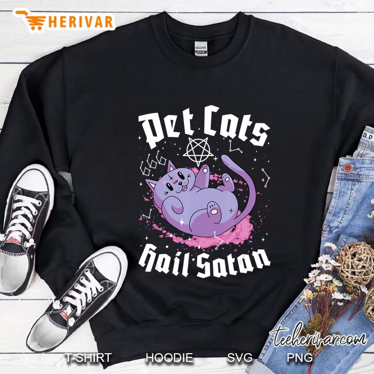 Pet Cats Hail Satan Kawaii Satanic Cat Astrology Witchcraft Sweatshirt