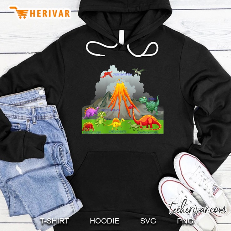 Prehistoric Landscape Dinosaurs Volcano Mountains Hoodie