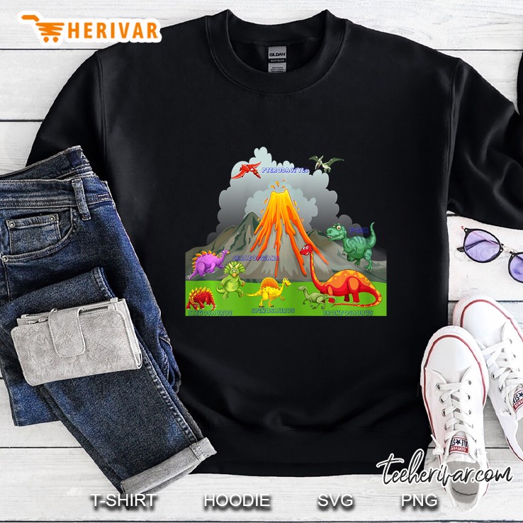 Prehistoric Landscape Dinosaurs Volcano Mountains Sweatshirt