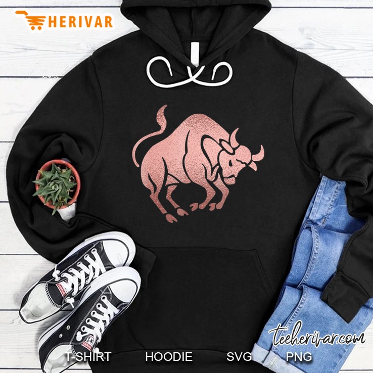 Rose Gold Taurus Bull Symbol Zodiac Star Sign Hoodie