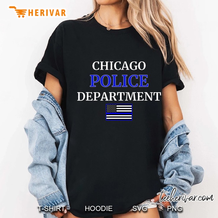 Chicago Police Department Cpd Thin Blue Line Flag Ladies Tee
