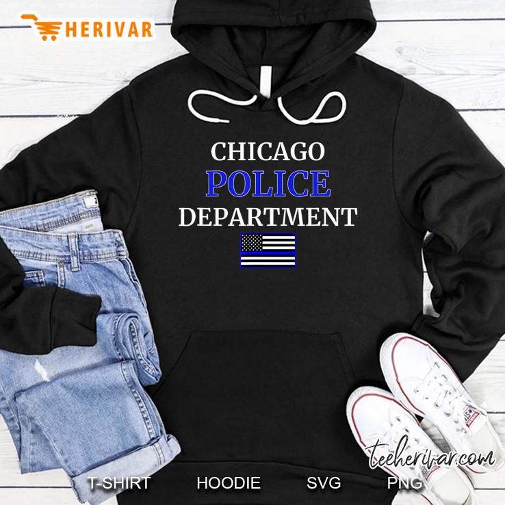 Chicago Police Department Cpd Thin Blue Line Flag Hoodie