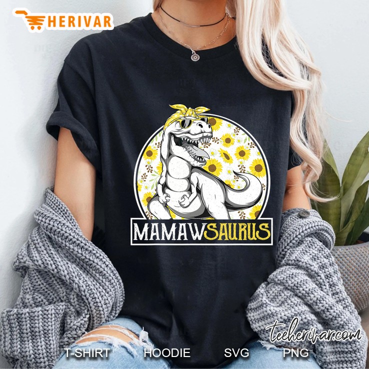 Mamaw Saurus Sunflower Ladies Tee