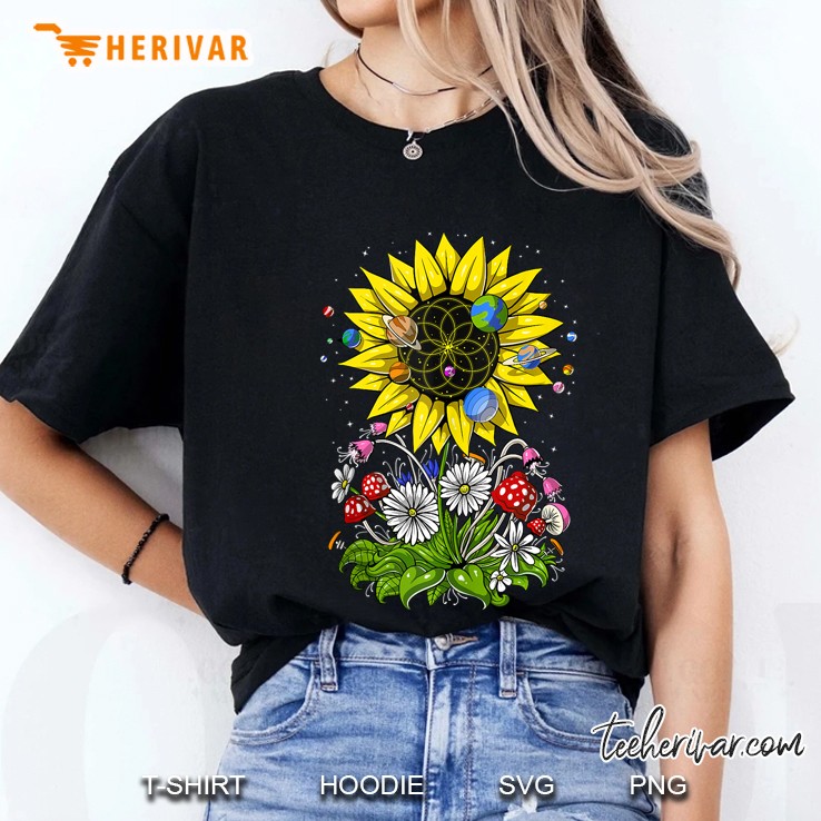 Hippie Sunflower Psychedelic Sacred Geometry Flower Of Life Tank Top Ladies Tee