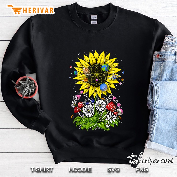 Hippie Sunflower Psychedelic Sacred Geometry Flower Of Life Tank Top Sweatshirt