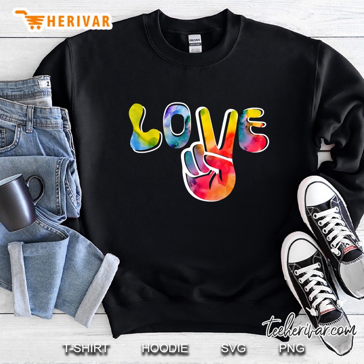 Love Peace Sign Retro 60S 70S Hippie Hand Tie Dye Sweatshirt